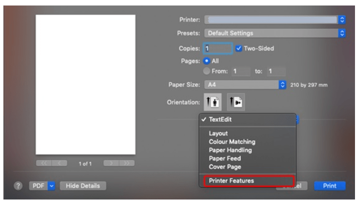 The Samsung M2020 Print functions in macOS Mojave 10.14 either don't function as expected or aren't present